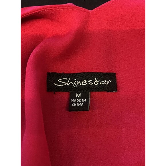 Shinestar Tank Top Womens Medium Hot Pink V Neck Cami Sleeveless HT4030S Blouse - Picture 5 of 6